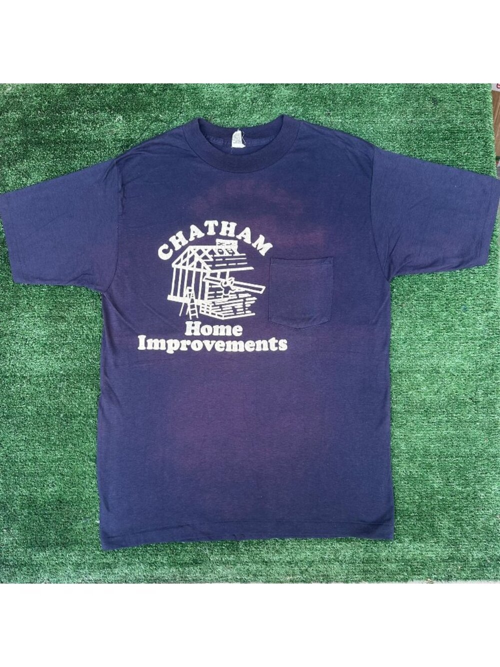 Vintage 80s Home Improvement Construction T-Shirt Navy M Faded Workwear Utility